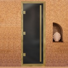 Дверь для хамама "Серая матовая золото"
